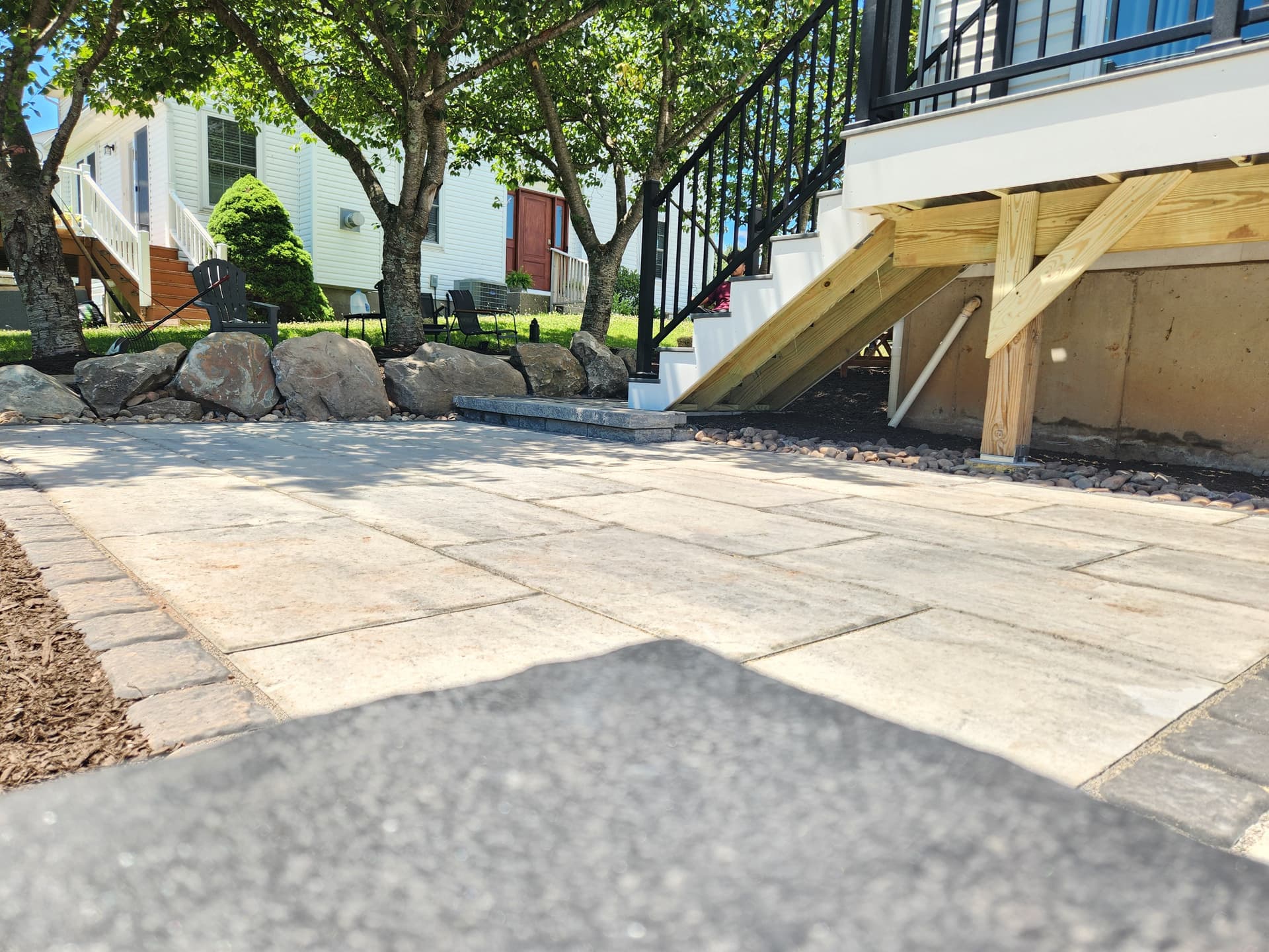 Gallery photos for Old Deck Out, New Deck and Two-Level Paver Patio In: Image #2